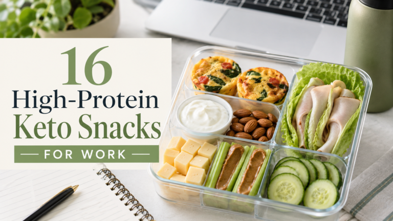 High-protein keto snacks packed in a lunch container for work.